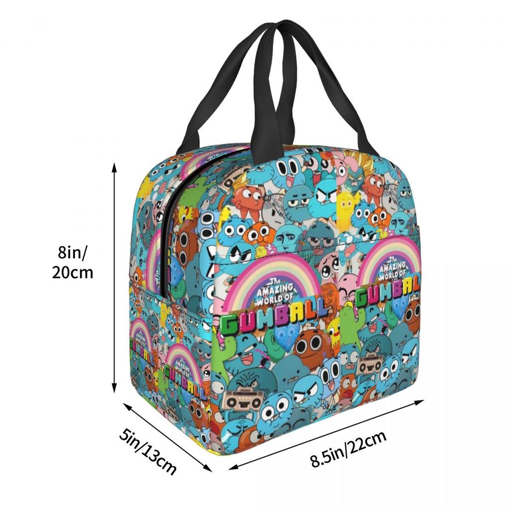 The Amazing World Of Gumball Insulated Lunch Bag for Women Children Portable Food Boxes Thermal Lunch Box Tote