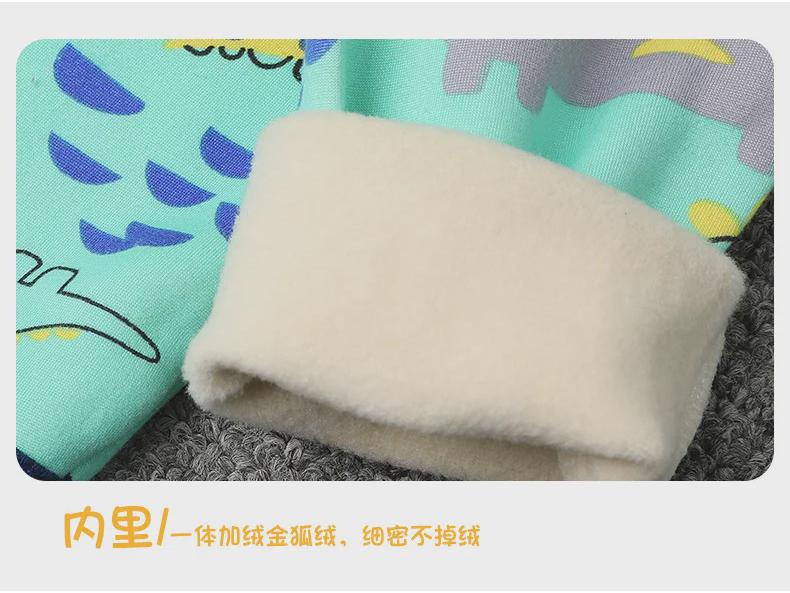 Детский термопижамный комплект: Унисекс, круглый вырез, плюс бархат, утолщенный, для осени и зимы.