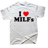 Смешные футболки с надписью «I Love MILFs Heart» с рисунком из хлопка в уличном стиле с коротким рукавом, подарки на день рождения, летняя футболка в мужском стиле