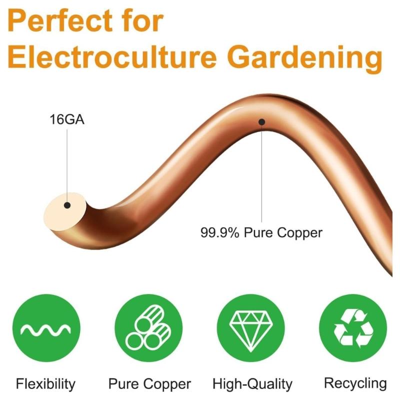 Copper Garden Stakes Coil Electroculture Antennae Plant Pile For Strong Plant And Better Nutrient Uptaking