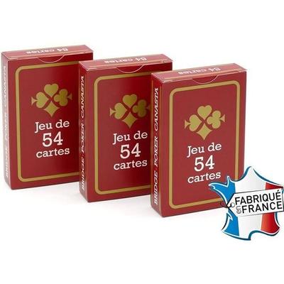 FRANCE CARTES - Набор из 54 карт - Gauloise Rouge - Набор из 3 - Ламинированный картон
