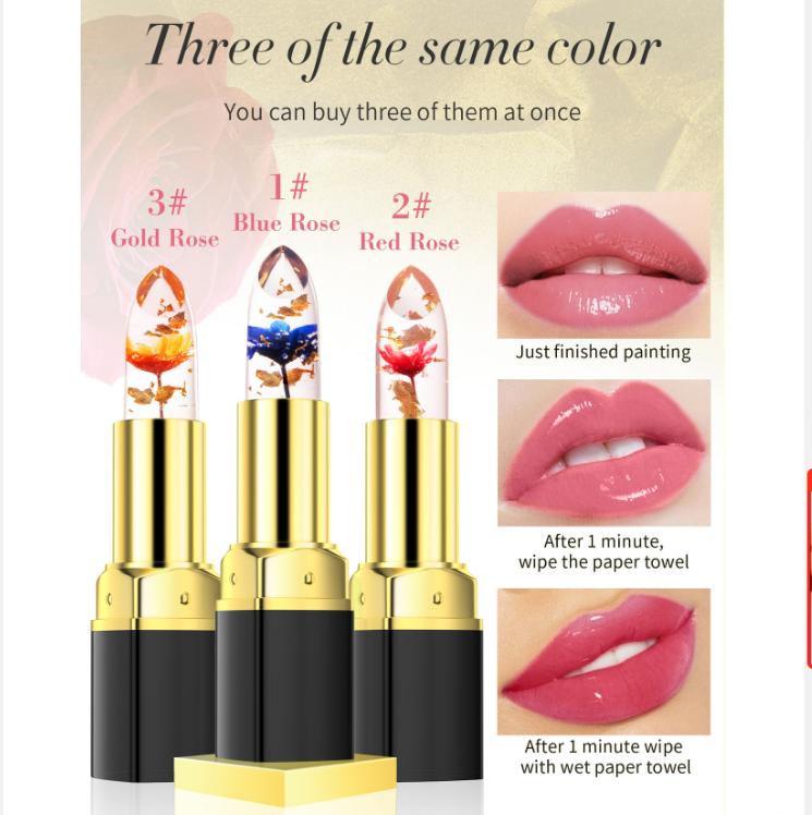 Waterproof Lipgloss Flower Lipstick Temperature Change Color Jelly Lipstick Moisturizer