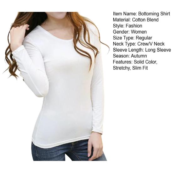 Женская футболка с круглым вырезом и V-образным вырезом, облегающий пуловер с длинным рукавом, эластичная ткань