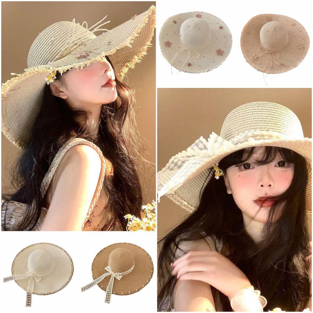 Lightweight Straw Hat Multicolor Sun Block Hat Fashion Big Brim Hat Beach Use