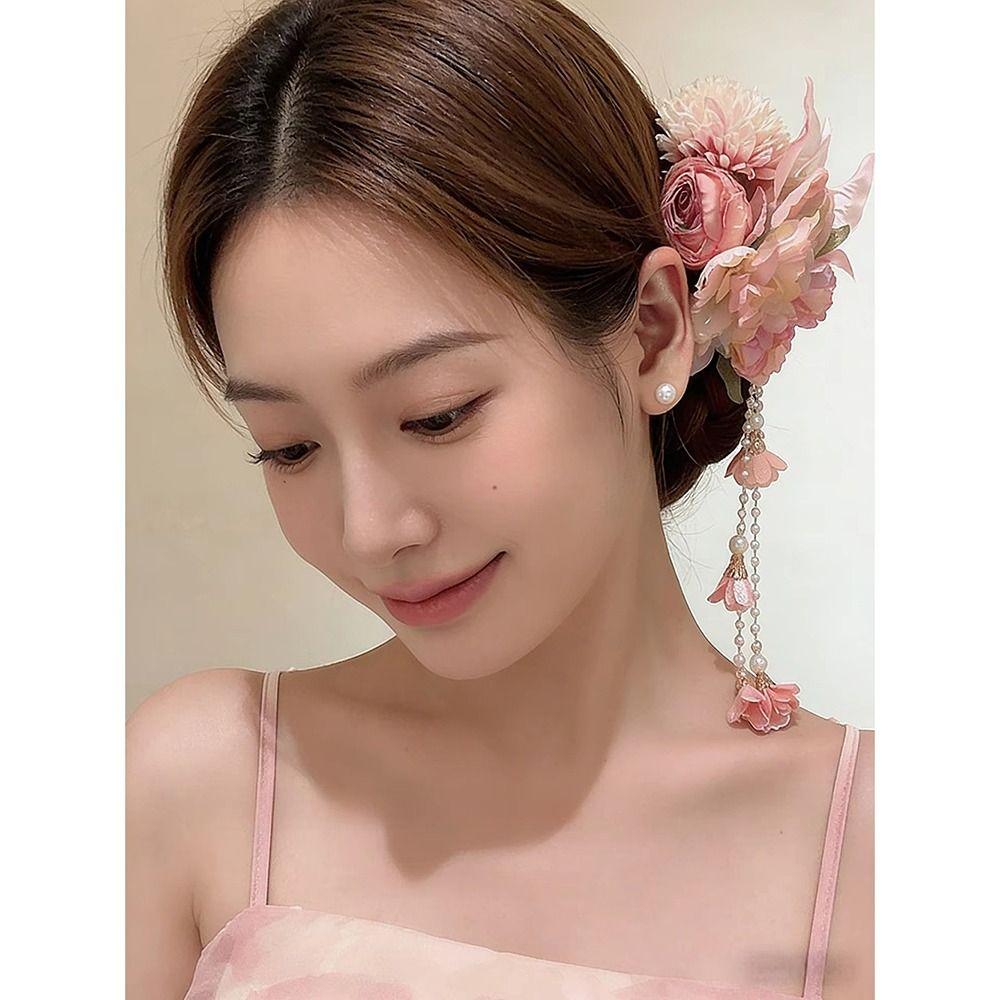 1Pcs Chinese Style Hair Clip Headpieces Fresh Flower Hairpin Durable Hanfu Hair Accessories