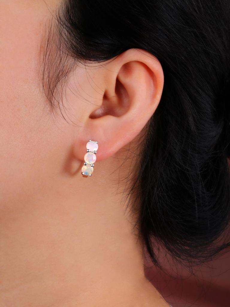 Простые элегантные серьги-клипсы с опаловой застежкой, круглые 6 мм, 3,5 карата, с натуральным драгоценным камнем, изящные ювелирные изделия для женщин, мамы, хороший подарок на день рождения, вечеринку