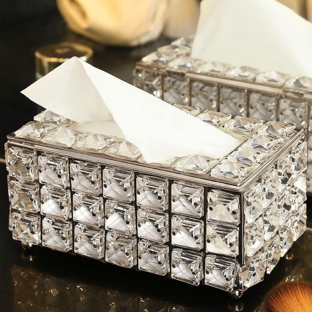 Shiny Cube Paper Towel Storage Box Sparkly Paper Dispenser Living Room