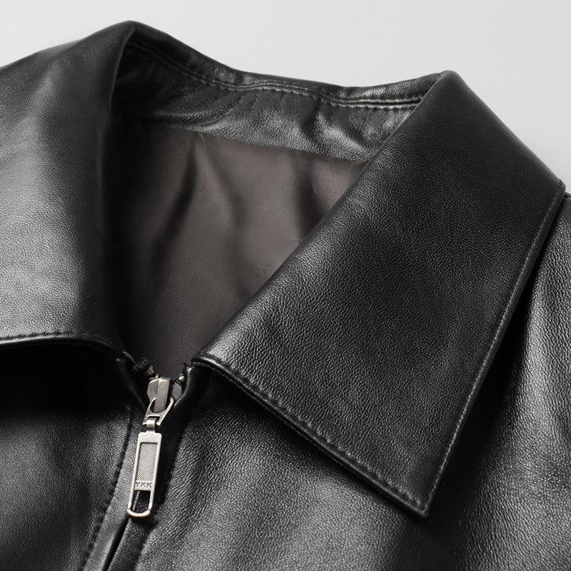 Middle-aged Leather Leather Jacket Men's Coat Autumn and Winter Single Leather Thin Sheepskin Men's Leather Jacket Leather Jacket Men's