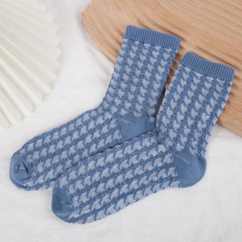 5 пар осенне-зимних носков-трубочек среднего размера с креативным геометрическим дизайном, детские повседневные носки в студенческом стиле, женские средние носки-трубочки