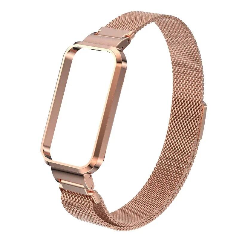 Magnetic Loop Strap For Xiaomi Smart Band 8 Active Watchband Case Protector Luxury Metal Wristband For Mi Band 8 Active Bracelet