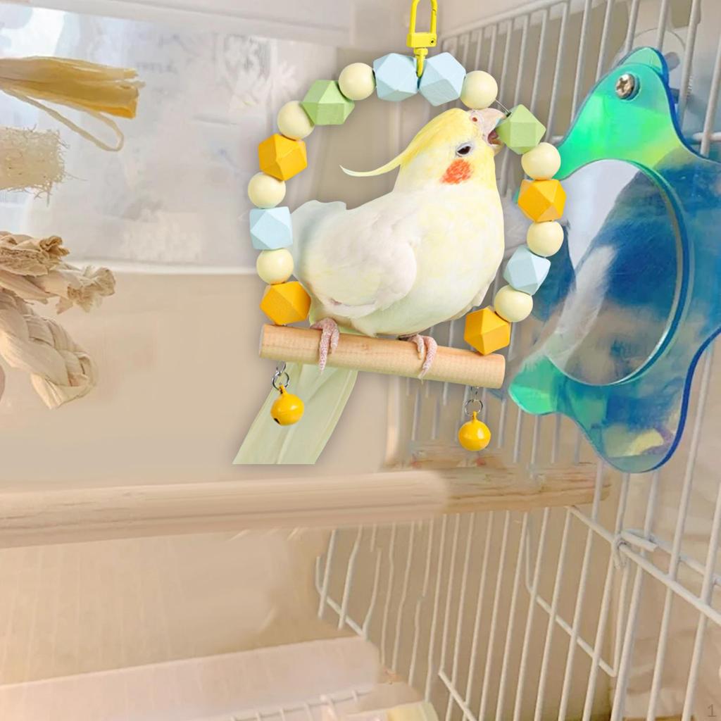 Bird Cage Perch Wooden Pet Swing Stand Parrot Hanging for Small Birds