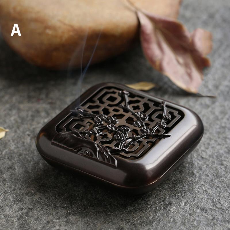 Мини-коробка для благовоний из сплава, спиральная курильница для благовоний, цветущая сливовая бамбуковая хризантема, 4-джентльмена, дзен, сандаловое дерево, украшение для дома