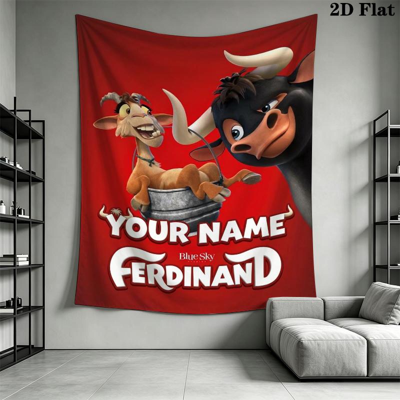 Custom Name Ferdinand Wall Tapestry Aesthetic Wall Hanging Printed Fabric Blanket Decorative Tapestries for Bedroom Living Room Home Decor