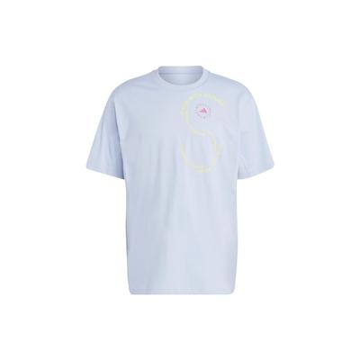 adidas Спортивная футболка Stella McCartney Collaboration с буквенным принтом и топы унисекс свободного кроя Голубая IA7712