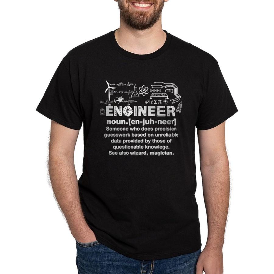 CafePress Мужская футболка с забавным определением инженера, 100% хлопок, Классическая графическая темная футболка