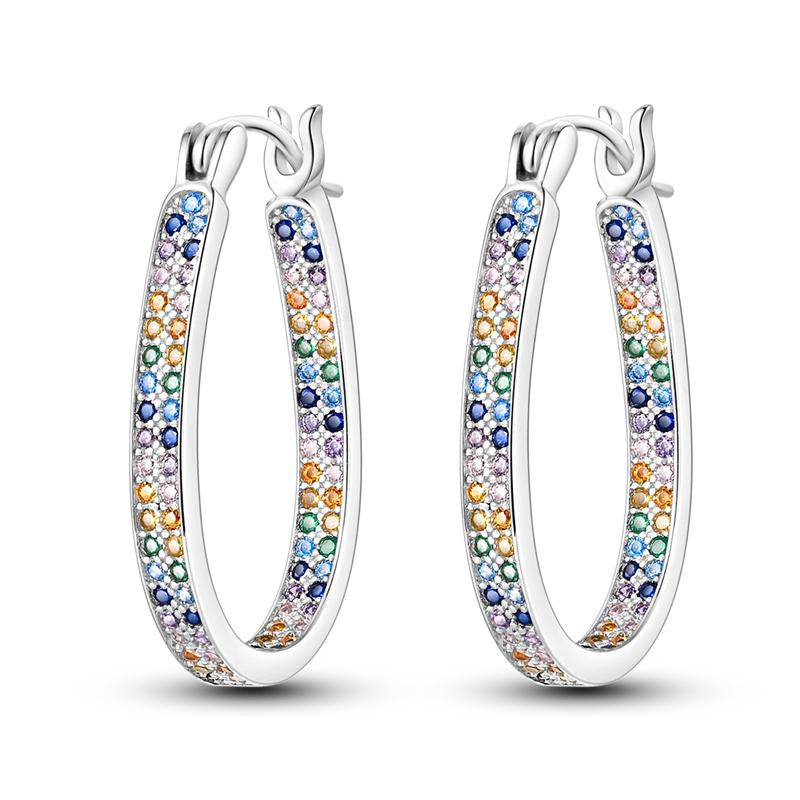 New 925 Sterling Silver Earrings Crystal Me Pave Circular U-shape Stars Hoop Earring for Women Making Jewelry Gift Dropshipping