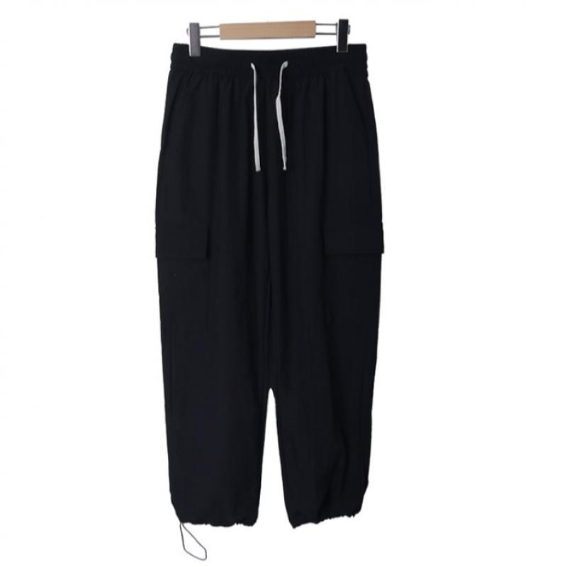 Shop Women Cargo Waist Strap Bottom String Daily Jogger Wide Pants Beige Bygo