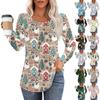 Women's Fashion Casual Pleated Round Neck Christmas Printed Long Sleeve T-Shirt Top