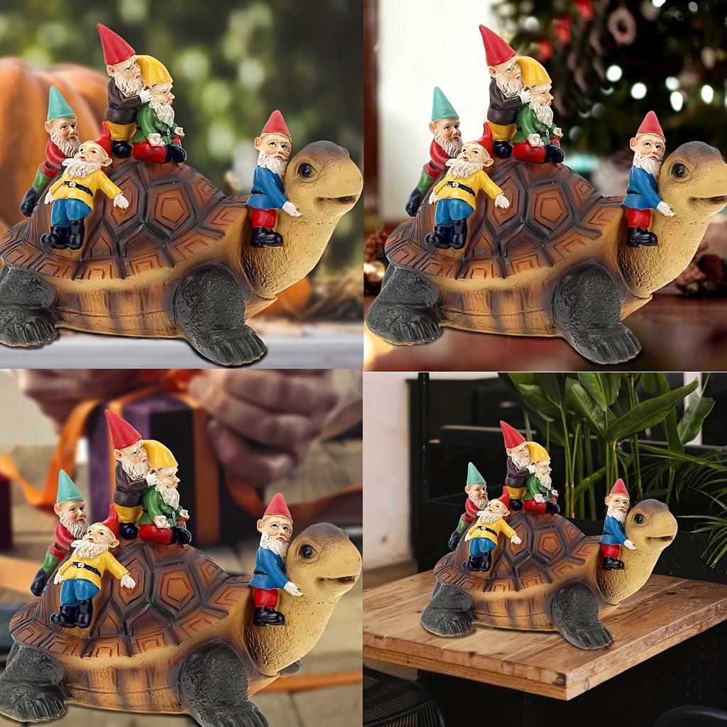 1 шт. Статуя гнома-черепахи, поделки из смолы для сада на открытом воздухе, художественные украшения для сада фей, ландшафтные скульптуры своими руками для сада, для декора дома на лужайке, балконе