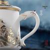 Mutton Fat Jade Ceramic Tea Infuser Office Cup Set