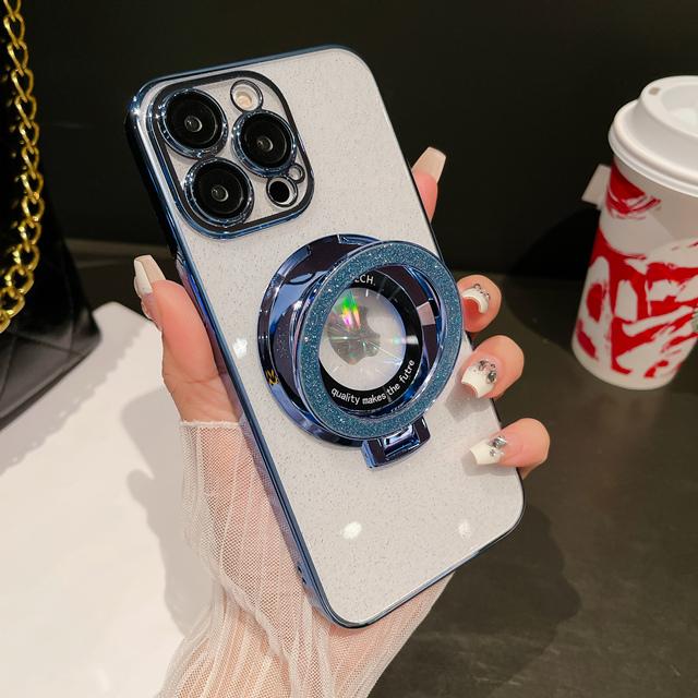 Для Для Iphone 17 16 Pro Max Чистый Вспышка Блестки Подставка Покрытие Рамка Чехол Для Телефона Для Для Iphone Air 13 14 15 Plus Защитная Крышка