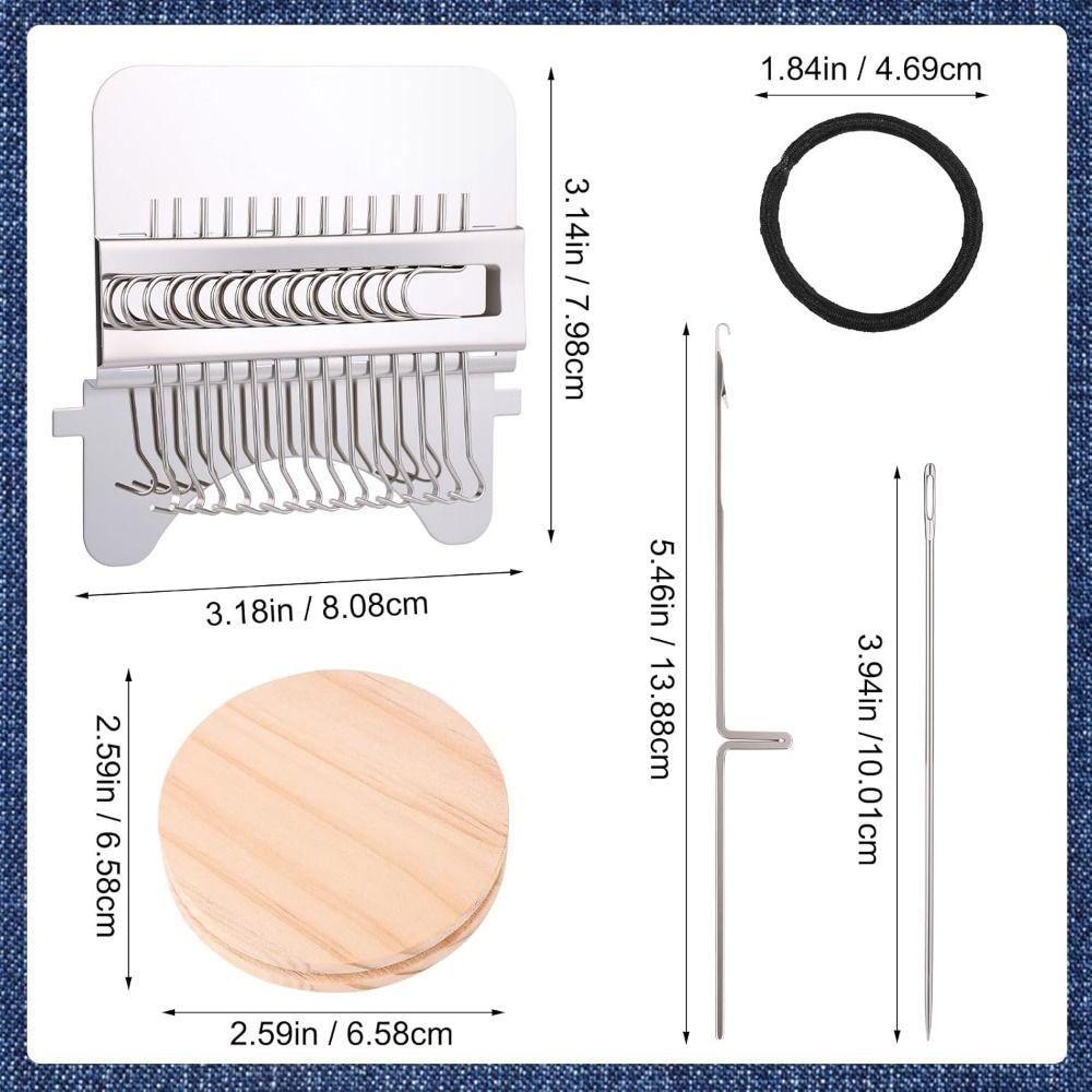 Деревянная рама Мини-ткацкий станок Металлический инструмент Мини-размер Вязальная машина DIY Рукоделие 12/14 крючков Маленький ткацкий станок Латание носков