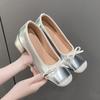 Балетки Удобные французские туфли на толстом каблуке среднего размера с квадратным носком Модные туфли с бантом
