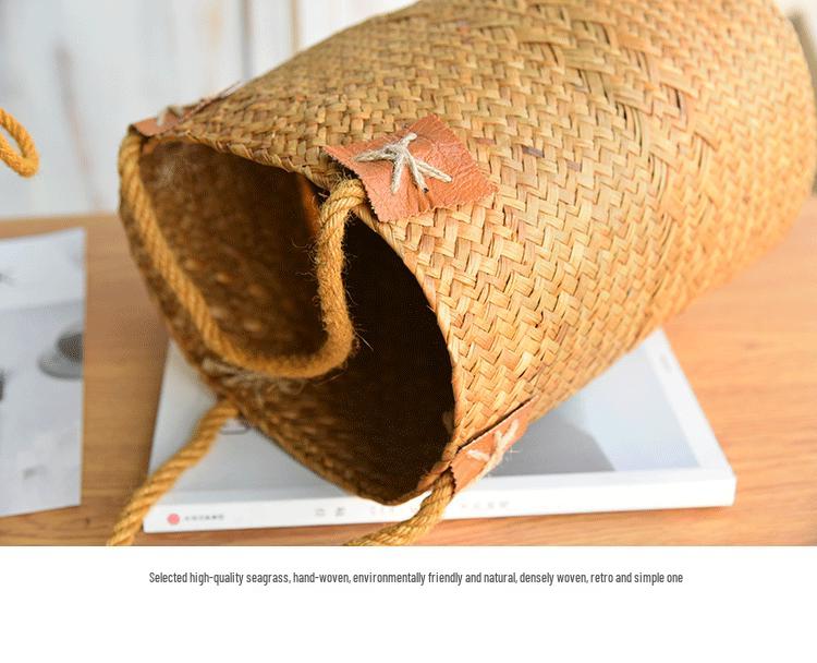 Нордическая плетеная корзина для цветов из морской травы с ручкой для сушеных цветов и украшений