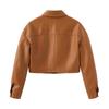 Women’s Jackets Faux Leather Long Sleeves Single Breasted Crop Top Punk  Jacket Short Motorcycle Coat Fashion Out Wear