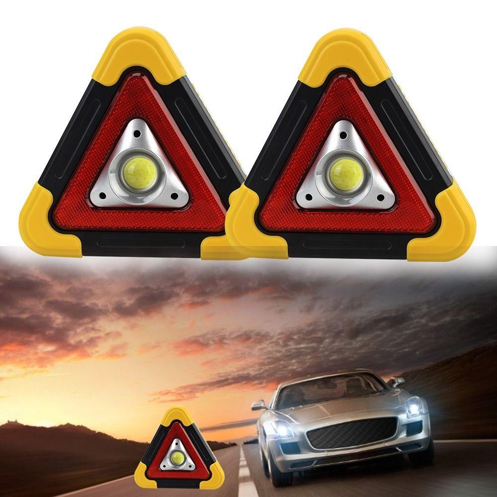2-IN-1 Warning Light Roadside LED Work Light Flashing Light Triangle Warning Sign Outdoor