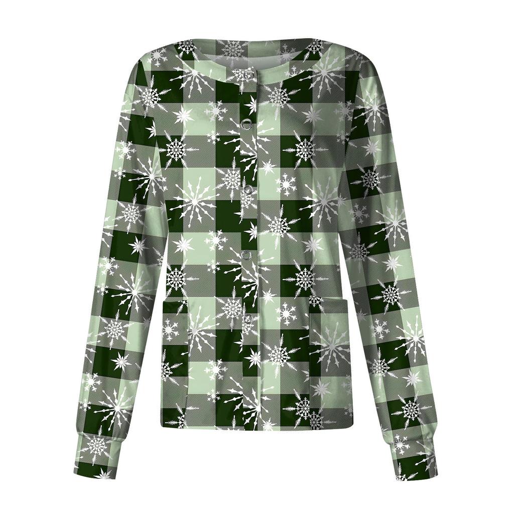 Женская повседневная модная однобортная куртка с длинным рукавом и стоячими лацканами с рождественским принтом, защитная рабочая куртка