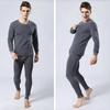 Мужское термобелье, комплект кальсоны и футболка, повседневный костюм из двух частей, зимний, сохраняющий тепло, с длинным рукавом, топ и брюки для холодной погоды