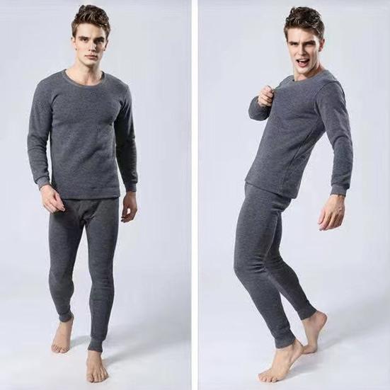 Мужское термобелье, комплект кальсоны и футболка, повседневный костюм из двух частей, зимний, сохраняющий тепло, с длинным рукавом, топ и брюки для холодной погоды