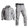 Men's Outdoor Soft Shell Plush Sweater Waterproof Men's Jacket Hooded Men's Training Camouflage Suit