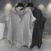 Hong Kong Style Men's Hooded Vest: Trendy, Handsome Zip Design, Sleeveless, Loose, Versatile Outerwear.