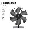Heat Powered Stove Fan Eco Quiet Black 6 Blades Log Wood Burner Fireplace Fan Winter Warmer Efficient Heat Distribution