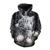 Plum Blossom Tiger Art Fleece Hoodie, Thick Warm Pullover for Men, Autumn Winter Wildcat Print Sweatshirt for Leisure Urban Strolls