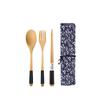 Набор деревянных столовых приборов YFJY: Гравируемая вилка, ложка, палочки для еды с тканевым мешочком - Идеально для свадеб и повседневного использования