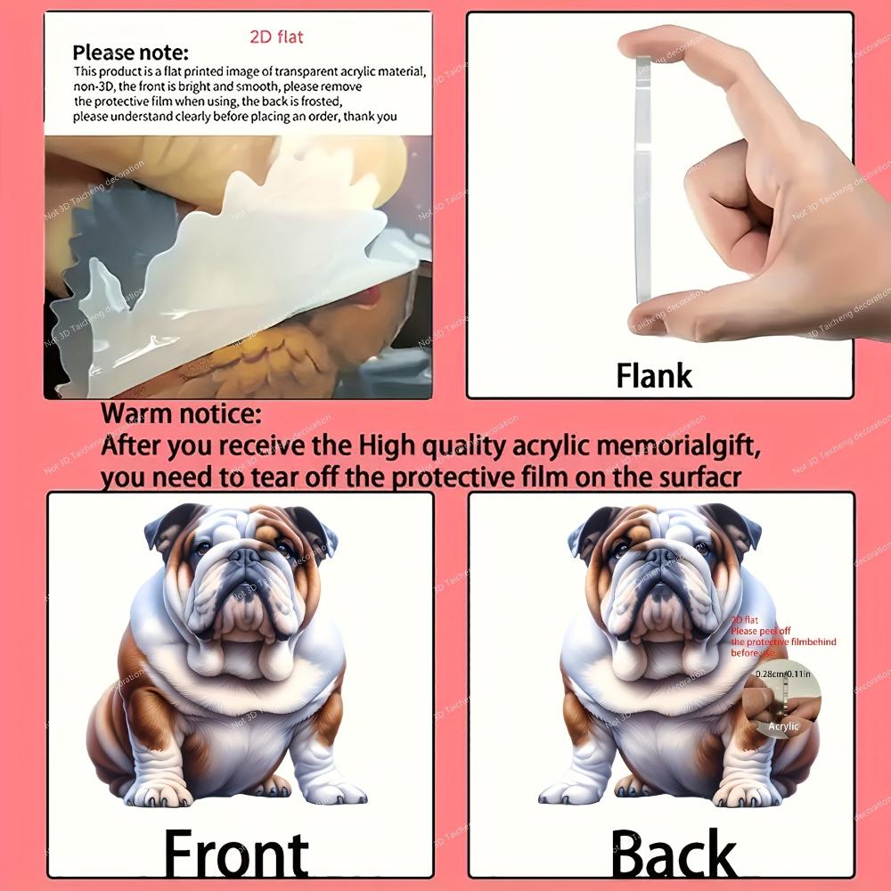 2D Flat Bulldog Humans Most Loyal Significant Other Animal Lovers Art Deco Ornaments Pendant Keychain, Suitable for Any Holiday Occasion, Gift Giving