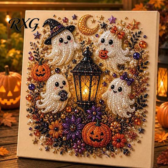 Quirky Halloween Art Projects Ghost Faux Pearl DIY Kit, Spooky 3D Bead Festive Kit Painting Crafts, Gothic Wall for Adults Beginners Creative