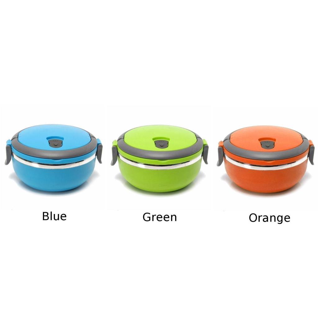 Food Lunch Box Insulated Containers Stainless Steel Round Thermal Bento 700ml