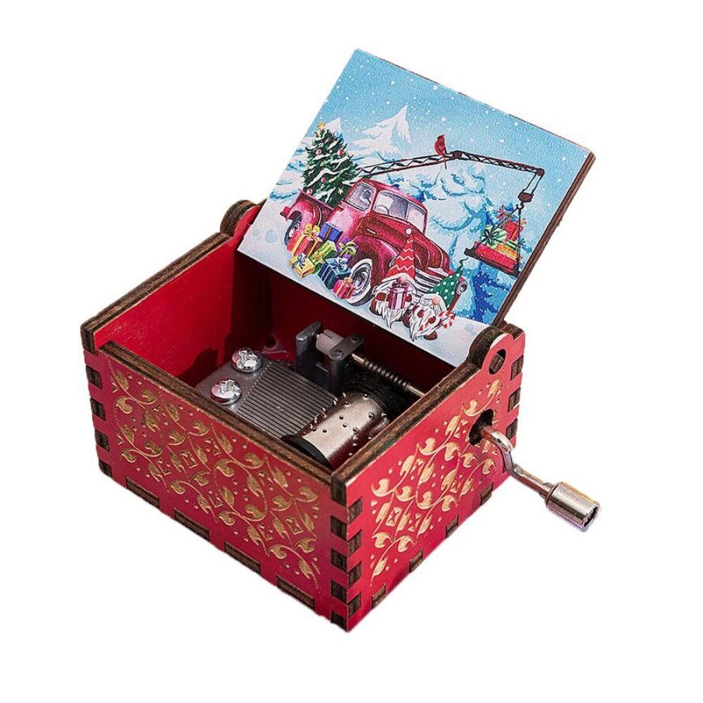 Музыкальная шкатулка с ручным управлением своими руками, красный Санта-Клаус, деревянная шкатулка, украшения для музыкальной шкатулки, с Рождеством
