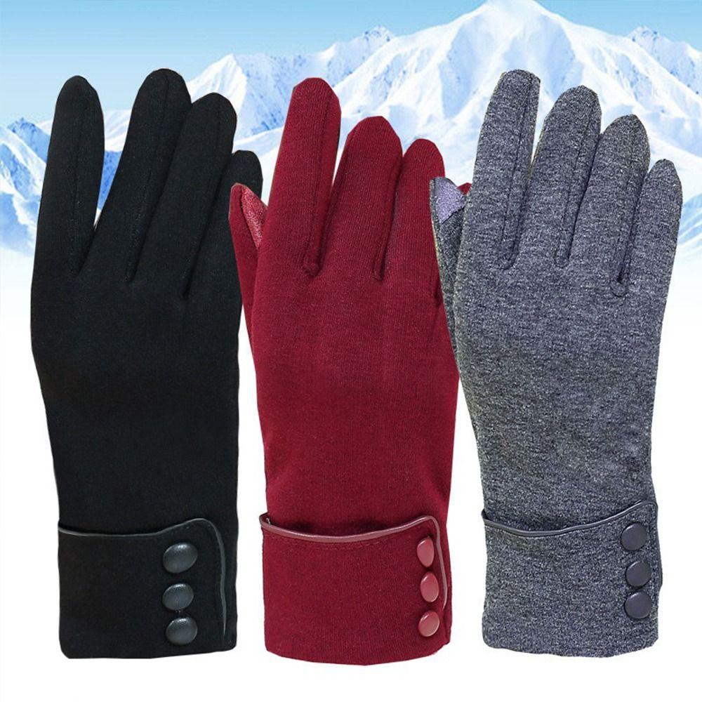 Fleece Lined Winter Warm Gloves Cold Proof Full Finger Gloves Thermal Gloves Autumn Winter