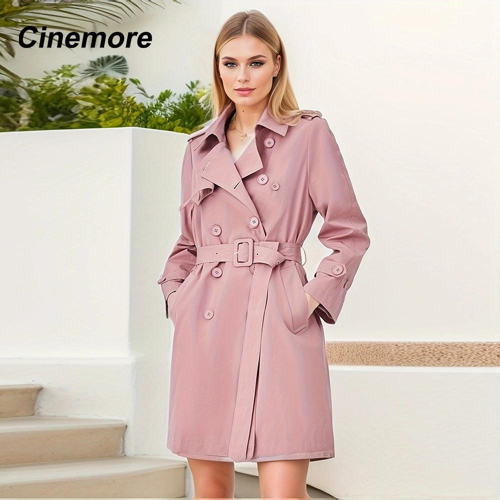 Cinemore Spring Long Trench Coat for Women Casual Windbreaker Jacket Double Breasted Lapel Belted Windproof Female Overcoat Office 2F2039