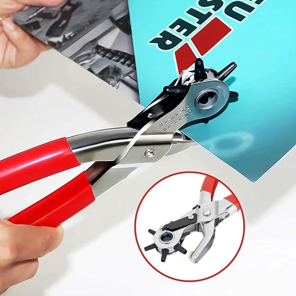 New Durable 6-Size Leather Hole Punch Carbon Steel Portable Belt Hole Puncher Revolving Leather Punch Plier Watchband Strap