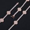 Hip Hop Clover Zircon Tennis Bracelet Necklace Set Versatile Fashion Jewelry Men Women