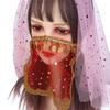 Indian Dance Sequins Women Performance Accessories Rhinestone Face Veils Mesh Belly Dance Costumes