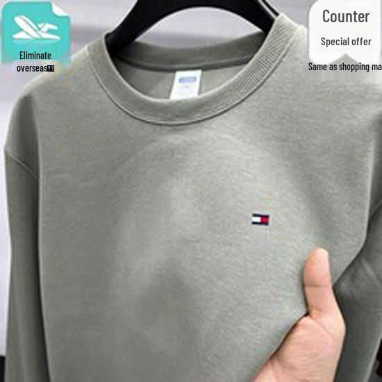 Оригинальный мужской джемпер Tommy из кашемира с длинным рукавом - Однотонный, с вышивкой, с воротником, большого размера, универсальный вязаный базовый слой.