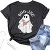 Футболка с принтом Boo JEE Ghost для женщин, Хэллоуин, Жуткий призрачный топ, Короткий рукав, Смешной принт с буквами, Осенние праздничные топы