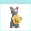 Resin Standing Cat Holding Straw Hat Ornament For Home Decor And Photography Props